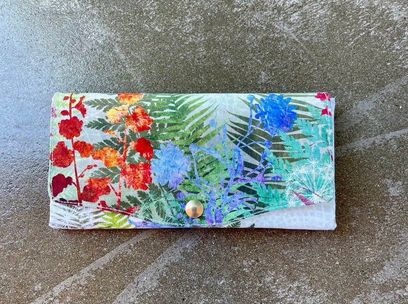 RFID Wallet Women Slim Wallet Women RFID Protected Fabric Wallet Cell Phone Wallet Fern and Floral Design Wallet image 1