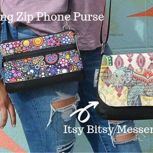 Small Womens Crossbody Purse, 3 Zippered Pocket Bag, Mini Crossbody zippered pocket Purse Bag Sling Bag Phone Bag Double Zip Phone Bag image 7