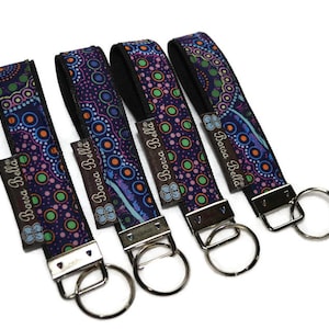 Key Fob Wristlet - Key Chain Wristlet  Fabric - Keyfob - Keychain - READY TO SHIP - Wild Bush Flower Fabric
