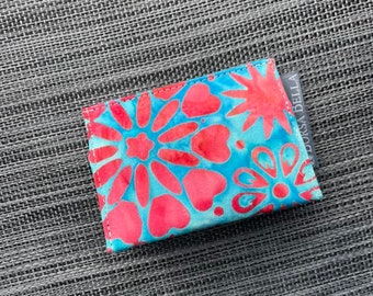 Womans Credit Card Holder RFID Protected RFID Fabric Wallet Small Wallet Cash Credit Card Wallet - Blue Sky Fabric