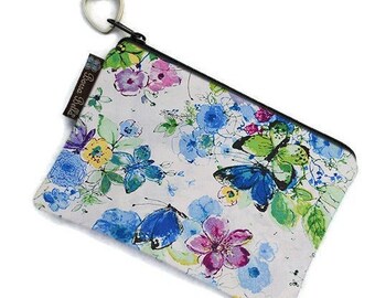 Small Zipper Pouch - 3 Sizes - Small Makeup Bag - Perfect Pencil Bag - Boho Zipper Pouch - Travel Bag Zipper Pouches - Butterfly Fabric