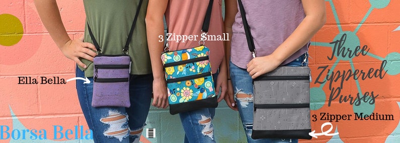 Small Womens Crossbody Purse, 3 Zippered Pocket Bag, Mini Crossbody zippered pocket Purse Bag Sling Bag Phone Bag Double Zip Phone Bag image 9