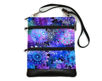 Mini Crossbody Bag for Women – Boho Sling Bag – Zippered Small Shoulder Bag – 3 SIZES – Medium Crossbody Bag – Phone Purse Purple Fabric