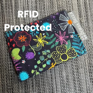 Kreditkartenhalter RFID geschützt RFID Stoff Brieftasche Kleine Brieftasche Bargeld Kreditkarte Brieftasche - Floral Fabric- Schneller Versand-Brieftasche in Taschengröße