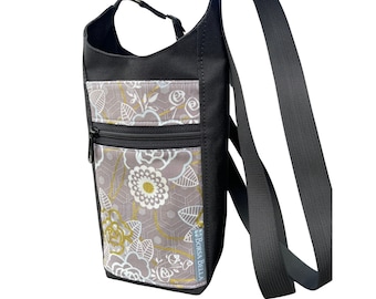 Stanley Water Bottle Crossbody Purse, H2O2GO Sling, Water Bottle Drink Holder, Cell Pocket, Zippered Pocket, Drawstring Top, Metalic Fabric