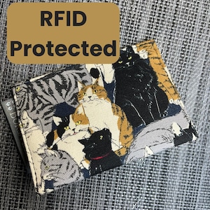 Womans Kreditkartenhalter RFID geschützt RFID Stoff Brieftasche Kleine Brieftasche - Canvas Cat Print-Taschengröße Brieftasche-Schlanke Brieftasche-Kleine Kreditkarte