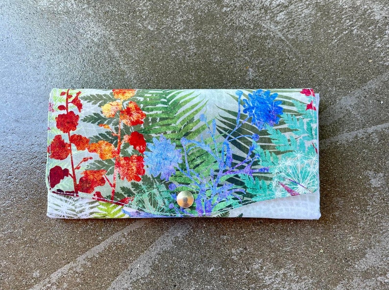 RFID Wallet Women Slim Wallet Women RFID Protected Fabric Wallet Cell Phone Wallet Fern and Floral Design Wallet image 2