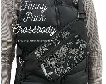 Fanny Pack Crossbody Bag, Belt Bag Crossbody Sling, Women Hip Bag,Small Fanny Pack Sling, Crossbody Pouch Women, Waist Bag Sling,Black White