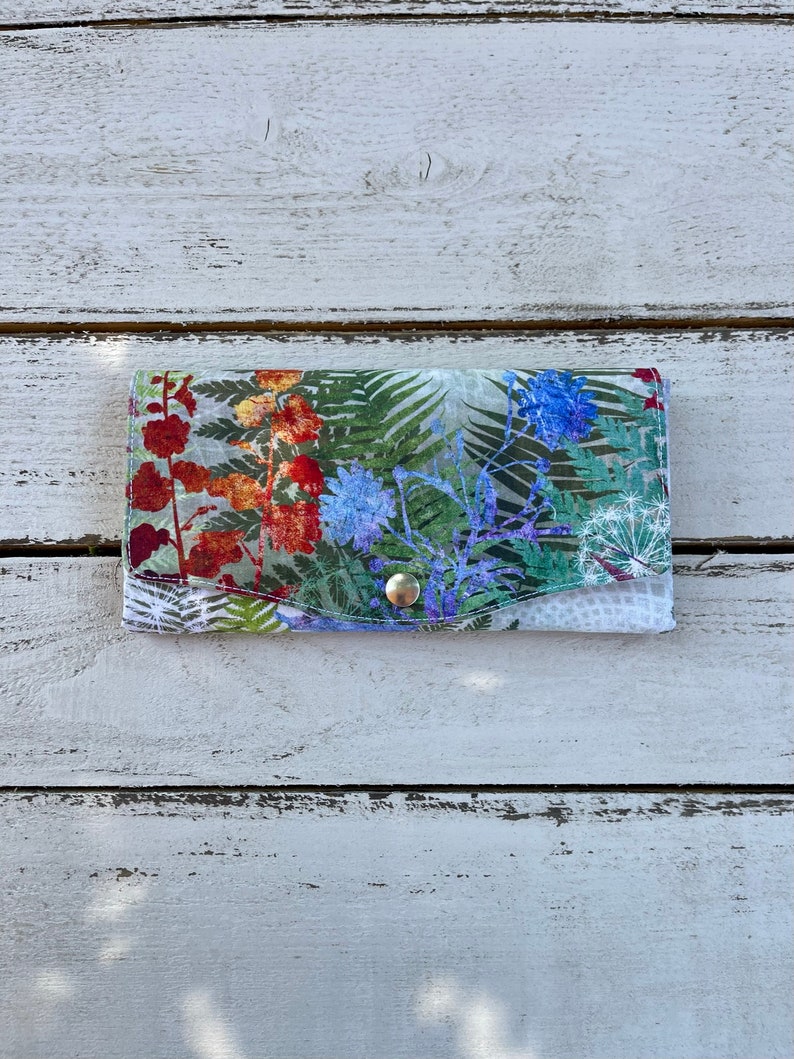 RFID Wallet Women Slim Wallet Women RFID Protected Fabric Wallet Cell Phone Wallet Fern and Floral Design Wallet image 4