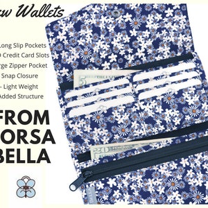 RFID Wallet Women, Slim Wallet Women, RFID Protected, Fabric Wallet, Cell Phone Wallet Blue Mini Wild Flowers Fabric image 8