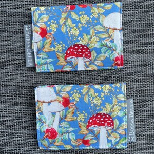 Credit Card Holder Womens Credit Card Wallet, Mushroom Fabric Wallet, Business Card Holder Wallet, Slim Wallet Women RFID Theft Protection image 2