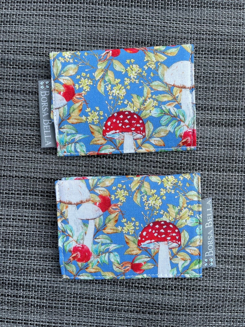 Credit Card Holder Womens Credit Card Wallet, Mushroom Fabric Wallet, Business Card Holder Wallet, Slim Wallet Women RFID Theft Protection image 2