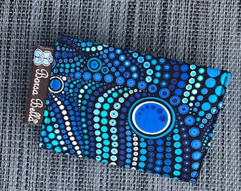 Credit Card Holder RFID Protected RFID Fabric Wallet Small Wallet Cash Credit Card Wallet - Blue Kraken Fabric