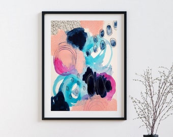Colorful Abstract Wall Art for Modern Boho Decor. Original Painting for you Living Room, Bedroom or Nursery wall. WITNESS