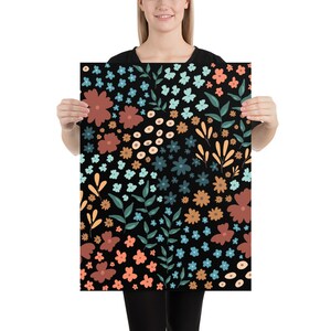 Bohemian Midnight Colorful Floral Art Print - Museum-Quality Matte Paper Wall Art Print