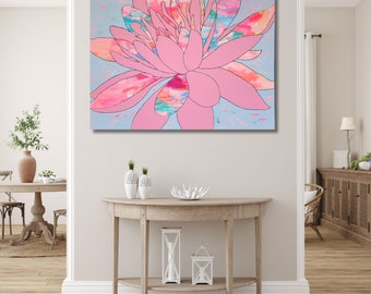 EXPAND - 24x30 Original Large Abstract Wall Art, Botanical Wall Art, Pink Room Decor, Unique Modern Wall Art