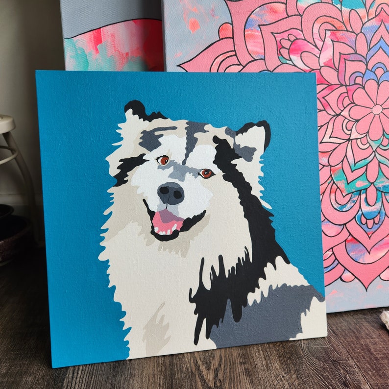Custom Pet portrait painting keepsake of your pet for your home Custom Dog  Personalized on 12x12 Canvas Art Modern Decor Pet Memorial Love