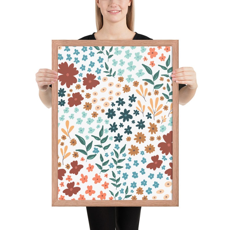 Boho Framed Floral Art Print - MEADOW - neutral art for you home, bedroom or nursery. Original Art
