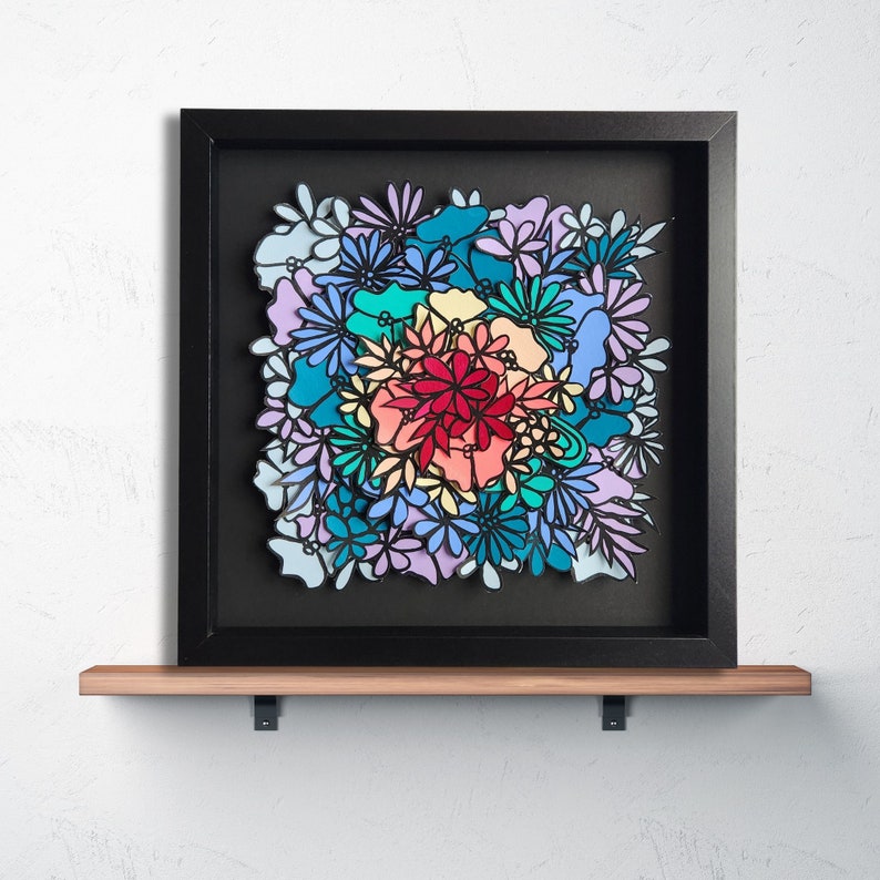 Colorful Floral Collage Art - Original one of a kind wall hanging to brighten up your space with bright textured wall art - Radiance