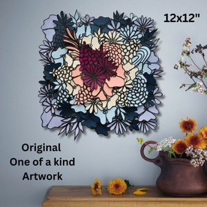 Colorful Floral Collage Art - one of a kind wall hanging to brighten up your space with bright textured wall art - Whispers of Spring