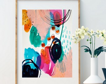 Colorful Bold Abstract Art - Original Art - 9x12 with 11x14 White Mat - FORGIVE