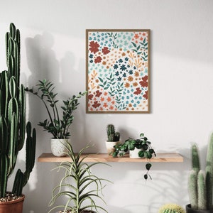 Neutral Wall Art for your home, bedroom, or nursery. Boho Framed Floral Art Print of Original Art