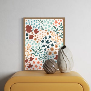 Colorful Floral Art Print - MEADOW - colorful wall art for you home, bedroom or nursery. Boho minimalist colors