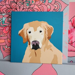 Custom Pet portrait painting keepsake of your pet for your home Custom Dog  Personalized on 12x12 Canvas Art Modern Decor Pet Memorial Love