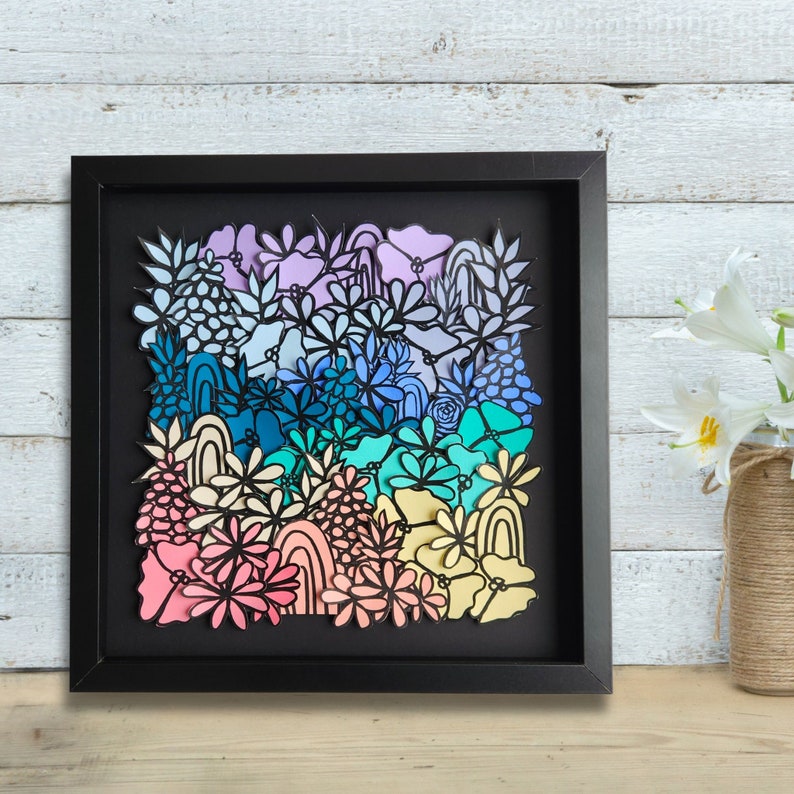 Colorful Floral Collage Art - Original one of a kind wall hanging to brighten up your space with bright textured wall art Spring Fiesta