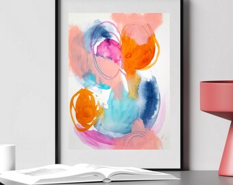 Colorful Abstract Wall Art for Modern Boho Decor. Original Painting for you Living Room, Bedroom or Nursery wall. LIGHT