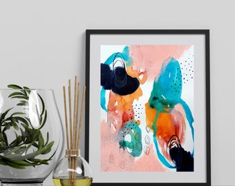 Colorful Bold Abstract Art - Original Art - 9x12 with 11x14 White Mat - RELEASE