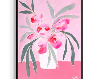 Colorful Abstract Original Floral Expressionism Canvas 14x11 Painting