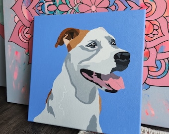 Custom Pet portrait painting keepsake of your pet for your home Custom Dog  Personalized on 12x12 Canvas Art Modern Decor Pet Memorial Love