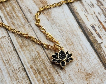 Lotus Necklace - 14k gold filled with CZ crystals - gift for growth and encouragement - graduation gift - birthday gift - mother's day gift