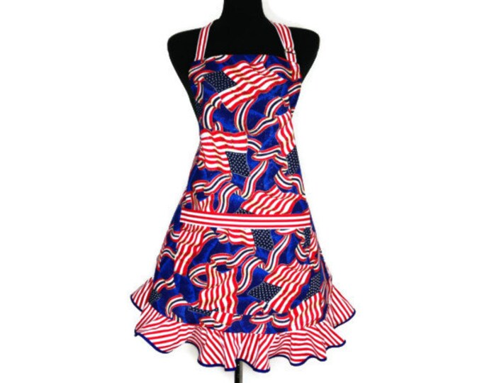 American Flag Apron Patriotic Retro Kitchen Decor July 4th - Etsy