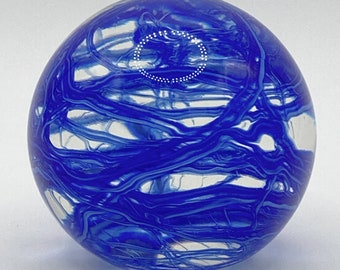 Vintage 1960s Murano Italy Shades of Blue Swirl Paperweight 3.5" Fratelli Toso