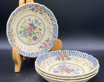 Vintage 1930s Royal Doulton The VERNON 5.5 "Beerenschalen Blue Floral Bone China / 4er-Set