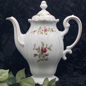 Vintage 1991 J Haviland Traditions Fine China Coffee Server Pot Moss Rose