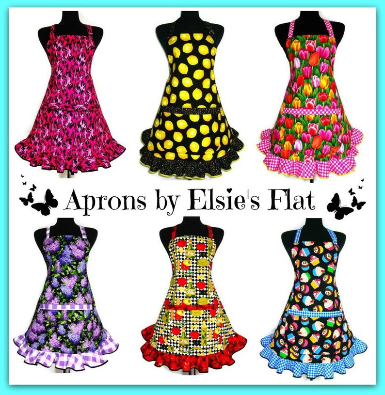 Baseball Apron for women Retro Style Ruffled apron with Baseballs Red Cotton Apron with ruffles Little League Softball Sports