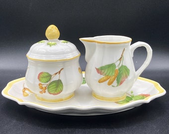 Vintage 2002 Villeroy & Boch PARKLAND #1748 Creamer Sugar and Underplate set Porcelain Germany