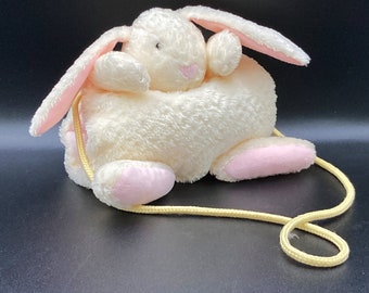 Vintage Handbag Heaven 1999 Bunny Rabbit Muff Purse Plush / White #2563 Easter