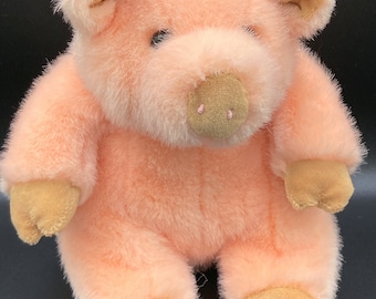 Vintage 1993 Sweet Peachy Pink Pig Hog Farm Animal Plush Stuffed Manhattan Toy Co