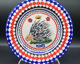 Vintage 2000 Siena Istrice Porcupine Charger Dinner Plate Wall Plaque 11.5"