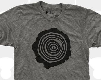 Tree Rings, Men's T-Shirt, Screen Printed TriBlend or Poly-Cotton Shirt, Lumberjack
