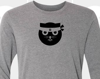 Cat Shirt, Kung Fu, Long Sleeve T Shirt, Christmas Gift for Cat Lover, Wife, Husband, Boyfriend, Funny Cat, Men's Shirt, Unisex