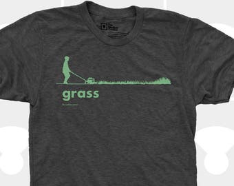 Gras heren T-shirt, heren T-shirt, gras, lente, zomer, gazon, buitenshuis, tuin, groen, grappig, zwart shirt (4 kleuren) T-shirt voor mannen