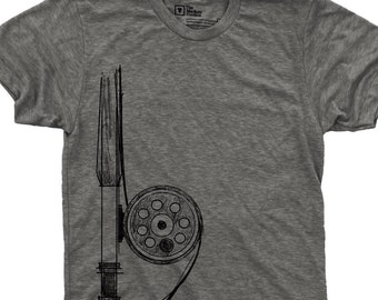 Fly Rod TShirt - Unisex / Heren vliegvissen shirt, vliegvissen cadeaus voor mannen, vissen T-shirt