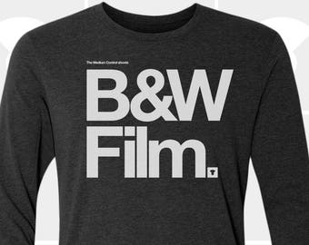 Camera Shirt, Photographer Shirt, Long Sleeve T Shirt, Christmas Gift for Photographer, Coworker, Friend, Husband, Wife, Black & White Film