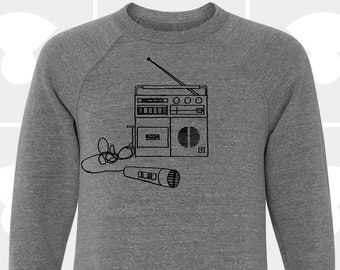 80's Boombox Mens Music Crew Sweatshirt - Aesthetic Clothing - Unisex