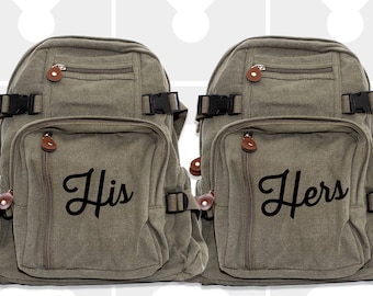 Backpacks, His & Hers, His and Hers, Wife, Husband, Wifey, Hubby, Honeymoon Luggage, Couples Gift, HIs and Hers Backpacks, Anniversary Gift